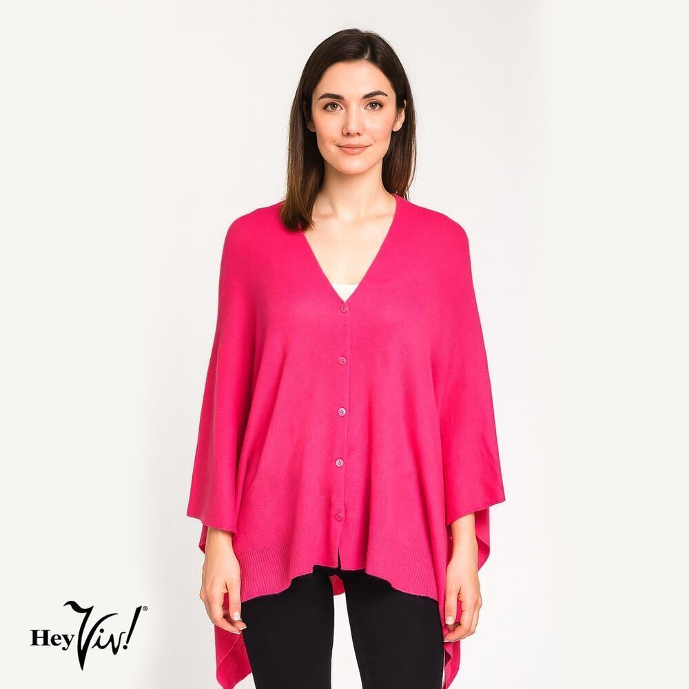 Pink Button Shawl Shrug Wrap 60"x22" Versatile Stylish Layering Piece – Hey Viv